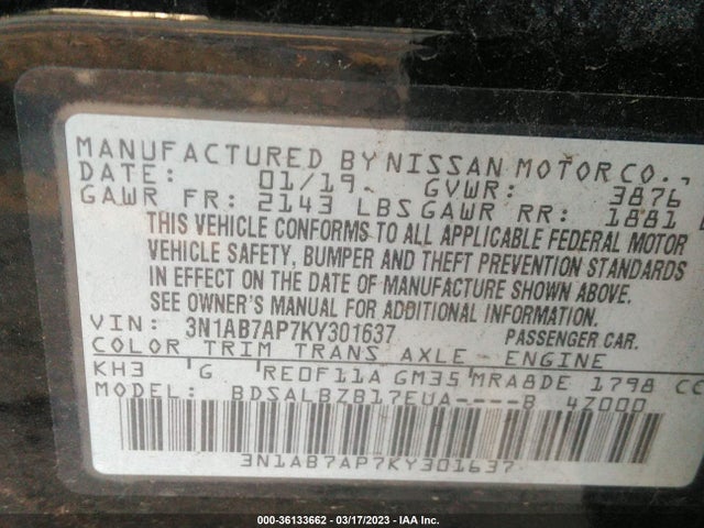 Nissan SENTRA S 2019 3N1AB7AP7KY301637 Image 11