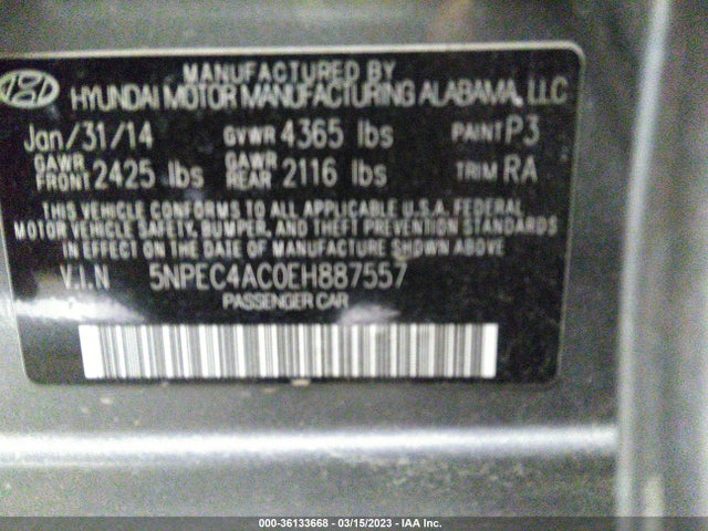 Hyundai SONATA SE 2014 5NPEC4AC0EH887557 Image 11