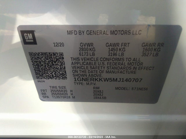 Chevrolet Traverse Premier 2021 1GNERKKW5MJ140707 Image 9