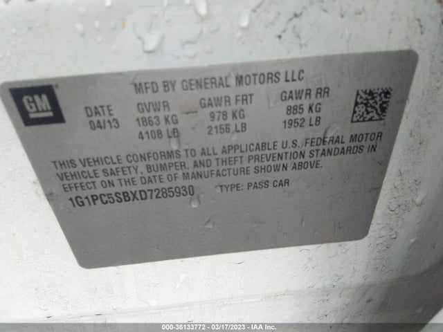 2013 CHEVROLET CRUZE 1G1PC5SBXD7285930 Photo 8