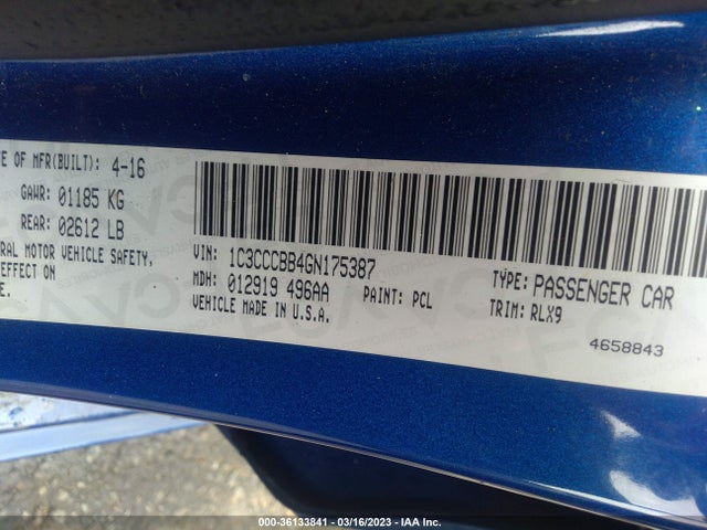 Chrysler 200 S 2016 1C3CCCBB4GN175387 Image 9