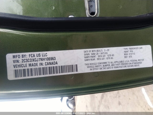 Dodge Charger Scat Pack 2022 2C3CDXGJ7NH106963 Image 9