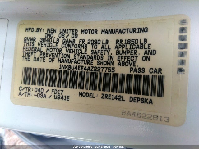 Toyota Corolla 2010 1NXBU4EE4AZ227755 Image 10
