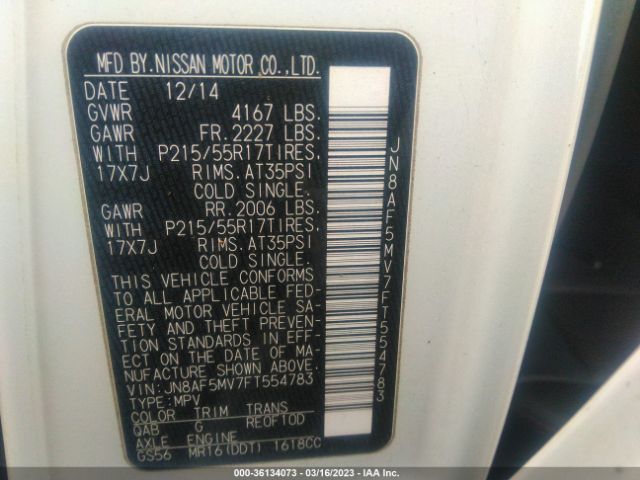 JN8AF5MV7FT554783 Nissan Juke Sl