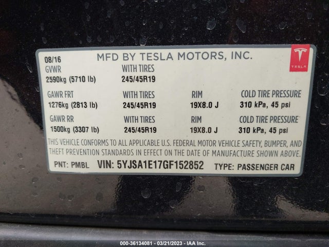 Tesla Model S 70 Kwh 2016 5YJSA1E17GF152852 Image 11