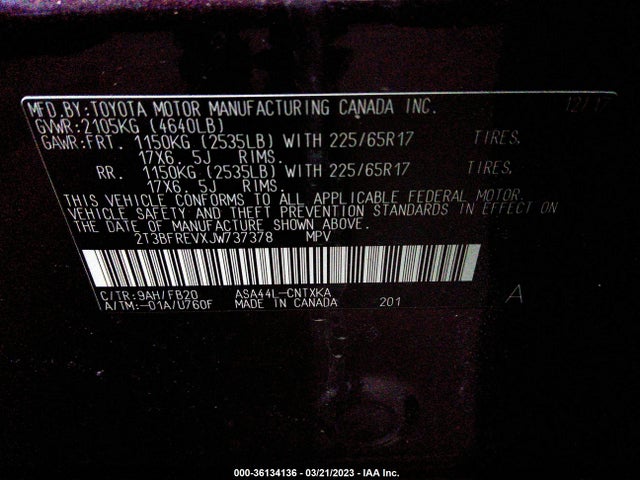 Toyota RAV4 LE 2018 2T3BFREVXJW737378 Image 10