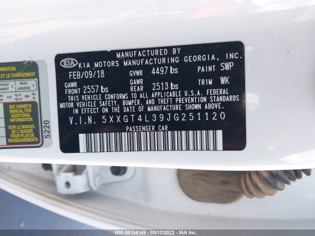 KIA Optima Lx 2018 5XXGT4L39JG251120 Image 11