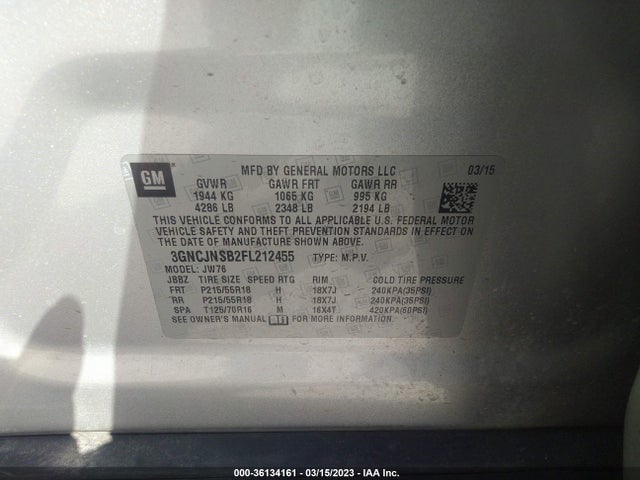 Chevrolet TRAX LTZ 2015 3GNCJNSB2FL212455 Image 9
