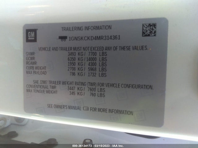 Chevrolet Suburban Lt 2021 1GNSKCKD4MR314361 Image 9