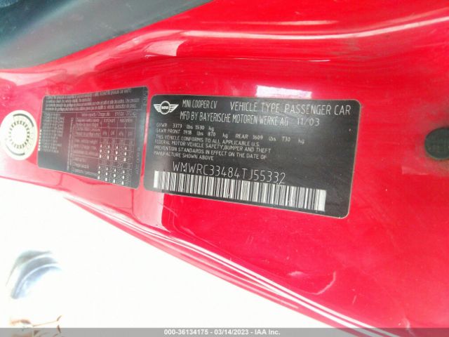 WMWRC33484TJ55332 Mini COOPER HARDTOP