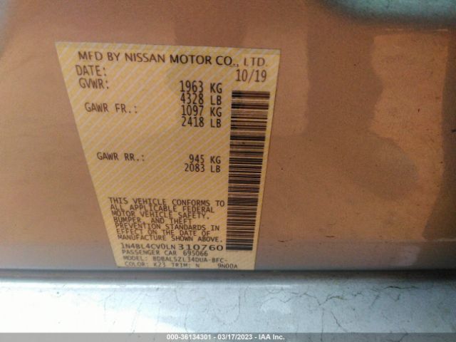 1N4BL4CV0LN310760 Nissan Altima 2.5 Sr