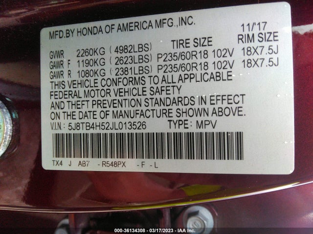 Acura Rdx W 2018 5J8TB4H52JL013526 Image 10