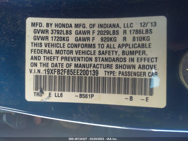 Honda Civic Sedan Ex 2014 19XFB2F85EE200139 Image 9