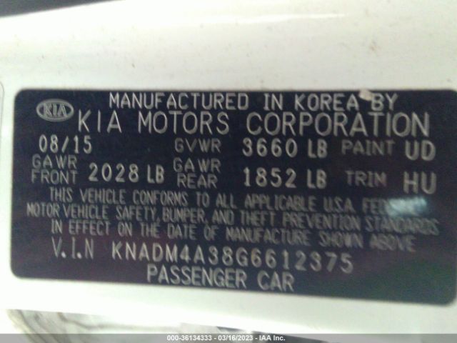 KNADM4A38G6612375 KIA RIO LX