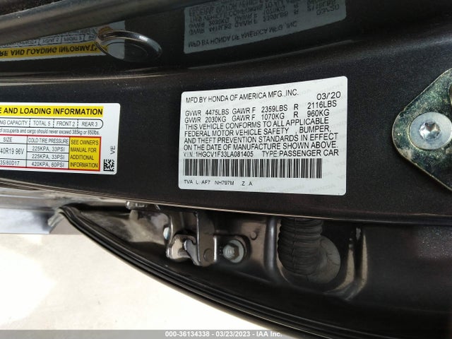 2020 HONDA ACCORD SPO VIN: 1HGCV1F33LA081405