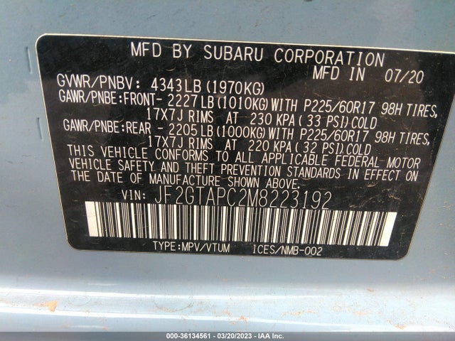 Subaru Crosstrek Premium 2021 JF2GTAPC2M8223192 Image 9