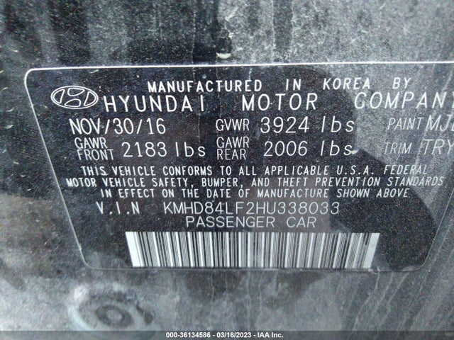 Hyundai Elantra Value Edition 2017 KMHD84LF2HU338033 Image 10