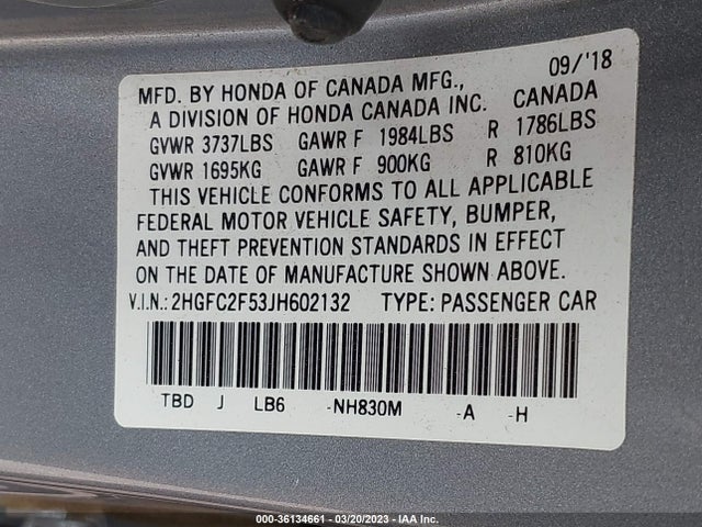 Honda Civic Sedan Lx 2018 2HGFC2F53JH602132 Image 11