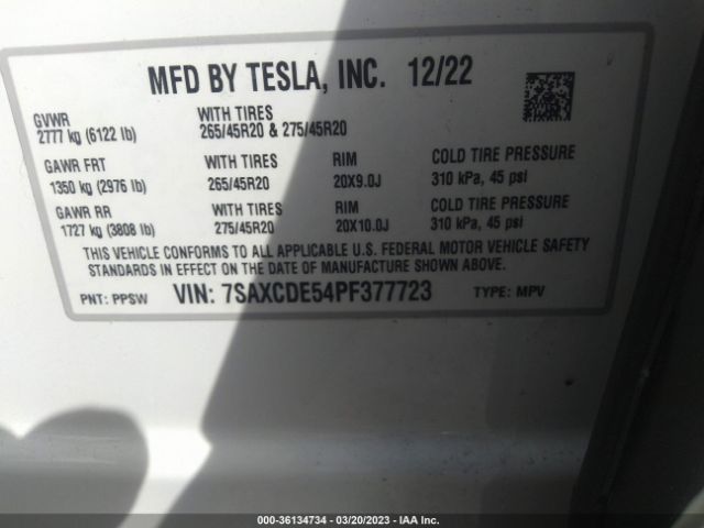 7SAXCDE54PF377723 Tesla MODEL X
