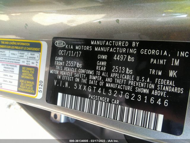 5XXGT4L32JG231646 KIA Optima Lx