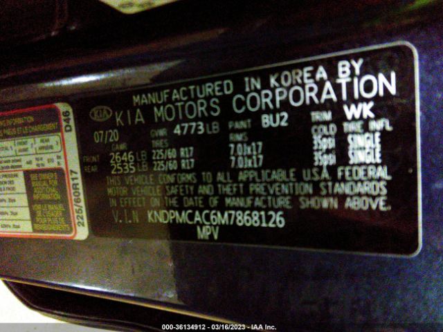 KNDPMCAC6M7868126 KIA Sportage Lx