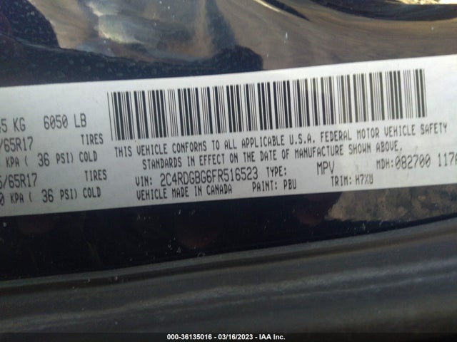 Dodge Grand Caravan American Value Pkg 2015 2C4RDGBG6FR516523 Image 9