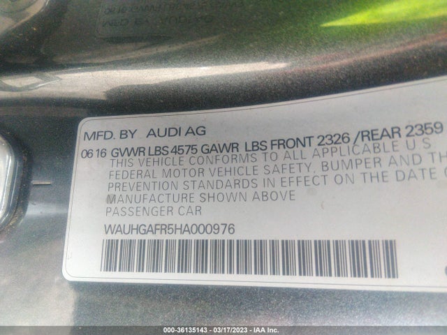 2017 Audi A5, VIN: WAUHGAFR5HA000976
