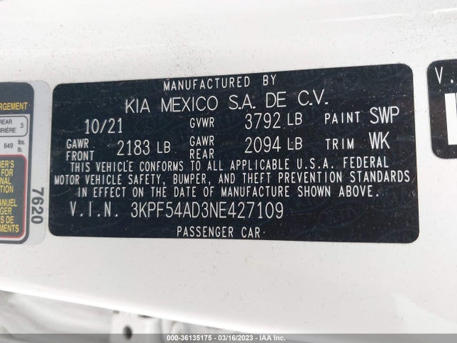 KIA Forte Gt-line 2022 3KPF54AD3NE427109 Image 10