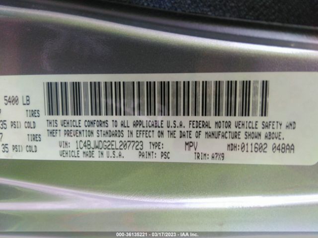 1C4BJWDG2EL207723 Jeep Wrangler Unlimited Sport