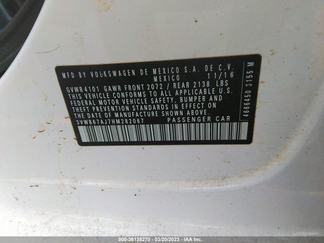 3VWB67AJ7HM282067 Volkswagen Jetta 1.4t Se