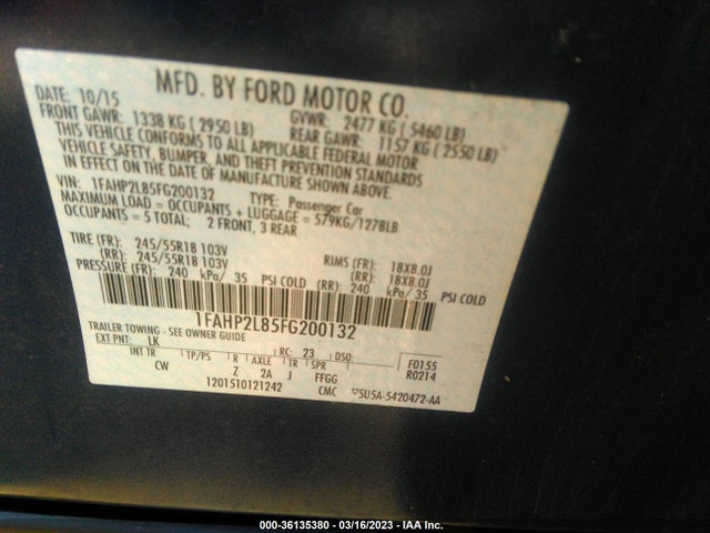 2015 Ford Taurus, VIN: 1FAHP2L85FG200132
