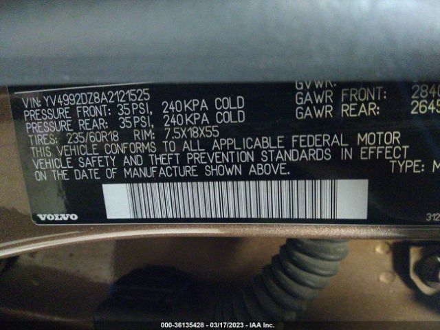 YV4992DZ8A2121525 Volvo Xc60 3.0t