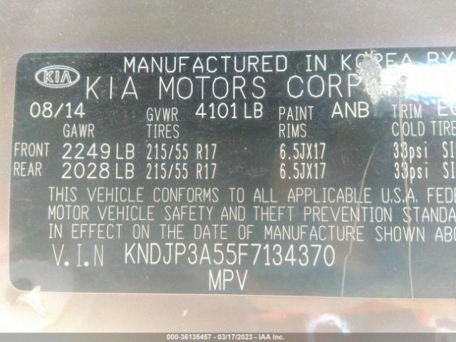 KNDJP3A55F7134370 KIA SOUL +