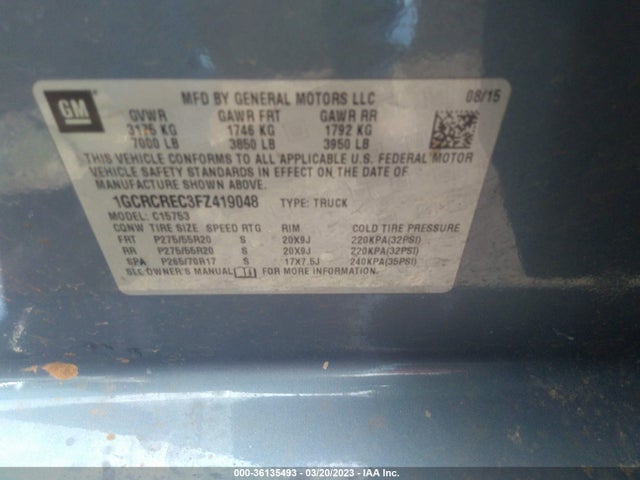 Chevrolet Silverado 1500 Lt 2015 1GCRCREC3FZ419048 Image 9