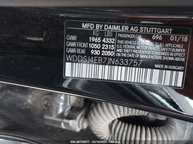 WDDSJ4EB7JN633757 Mercedes-Benz Cla Cla 250