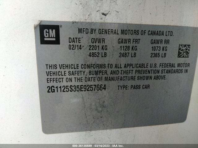 Chevrolet IMPALA LT 2014 2G1125S35E9257664 Image 9