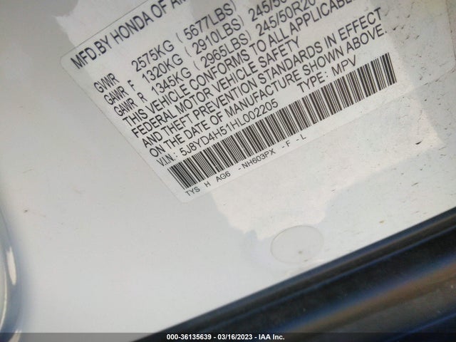 5J8YD4H51HL002205 Acura Mdx W/technology Pkg