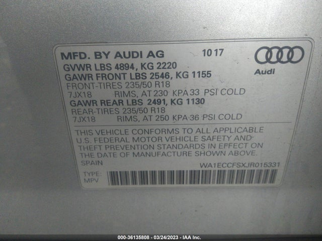 WA1ECCFSXJR015331 Audi Q3 Premium/sport Premium