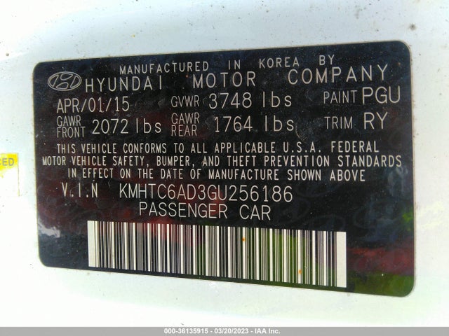 2016 Hyundai Veloster, VIN: KMHTC6AD3GU256186