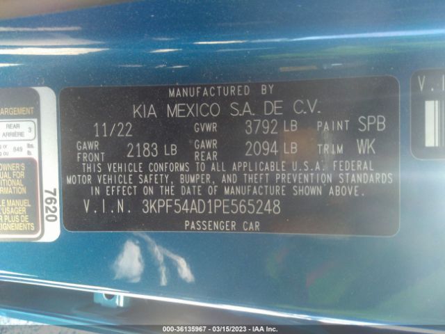 3KPF54AD1PE565248 KIA Forte Gt-line
