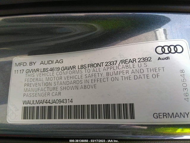 WAULMAF44JA094314 Audi A4 Premium Plus
