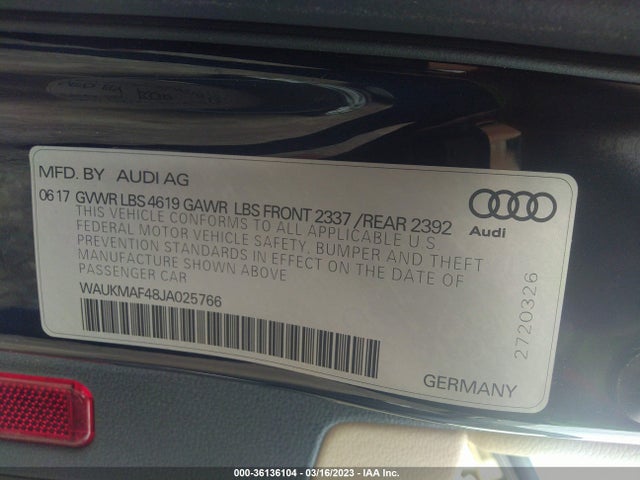 WAUKMAF48JA025766 Audi A4 Premium/tech Premium