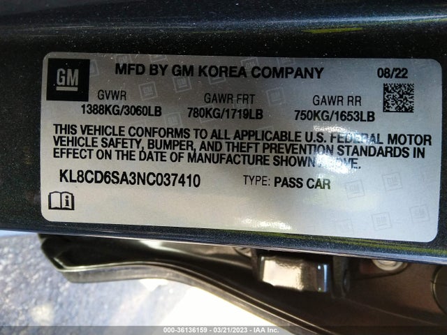 Chevrolet SPARK 1LT 2022 KL8CD6SA3NC037410 Image 9