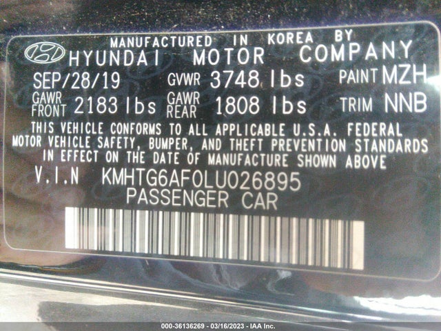 2020 Hyundai Veloster, VIN: KMHTG6AF0LU026895