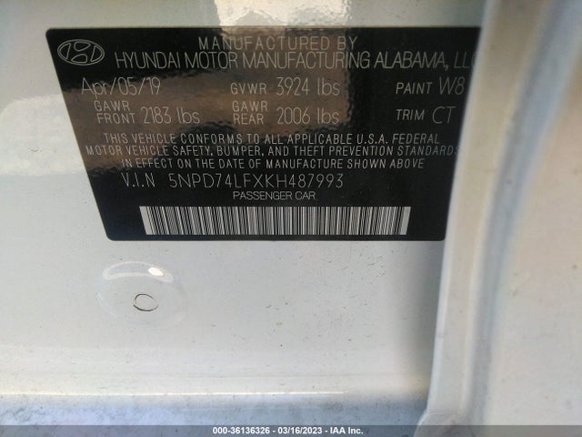 Hyundai ELANTRA SE 2019 5NPD74LFXKH487993 Image 10