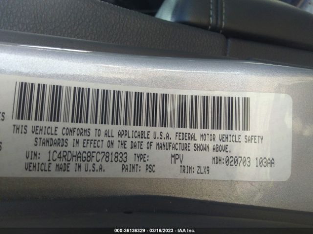 1C4RDHAG8FC781833 Dodge Durango Sxt