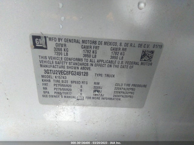 GMC Sierra 1500 Slt 2015 3GTU2VEC8FG249128 Image 9
