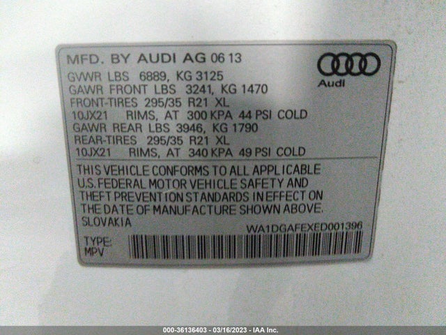 WA1DGAFEXED001396 Audi Q7 3.0t S Line Prestige