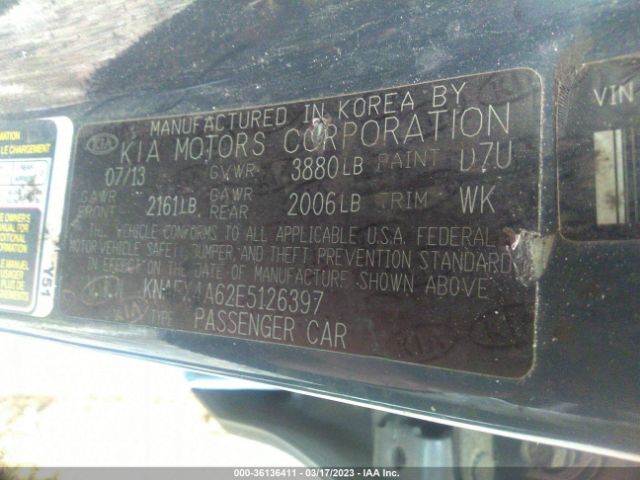 KNAFX4A62E5126397 KIA FORTE LX