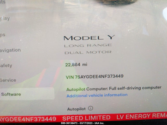 Tesla Model Y Long Range 2022 7SAYGDEE4NF373449 Image 8